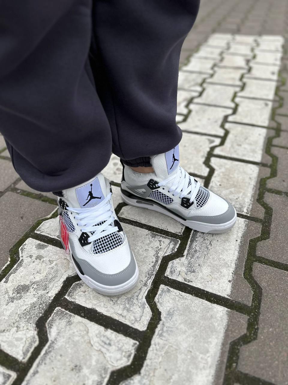 Nike Air Jordan 4 White Grey Black Fur