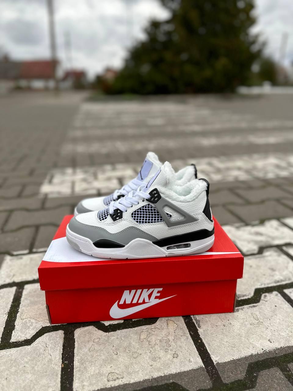 Nike Air Jordan 4 White Grey Black Fur