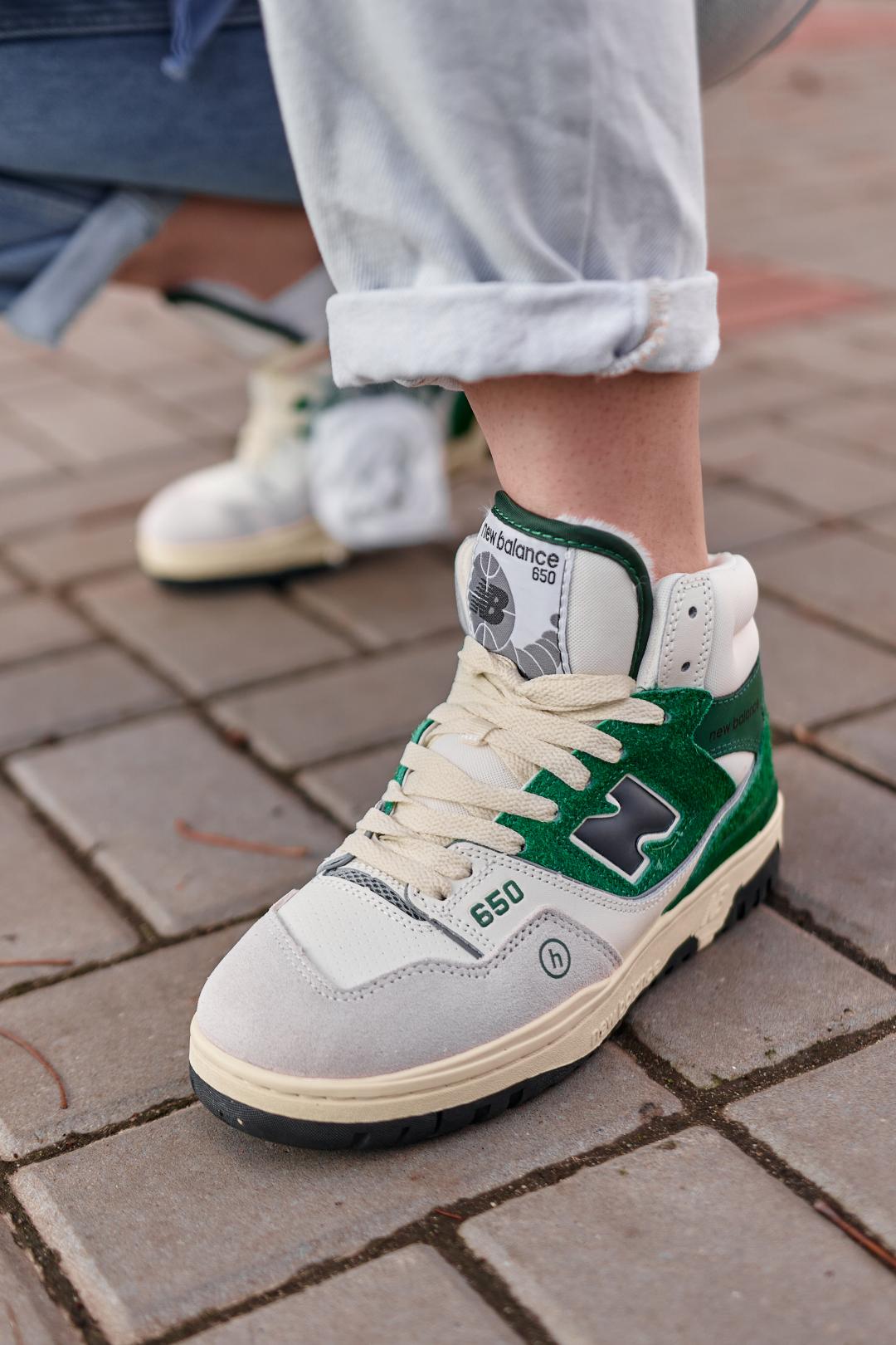 New Balance 650 Hight Green White Fur