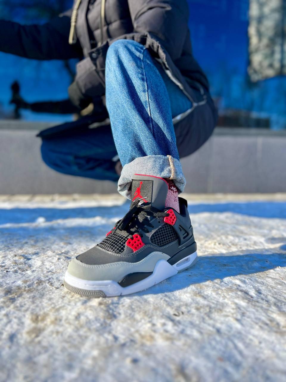 Jordan 4 Retro 'Infrared' Grey Red Black White