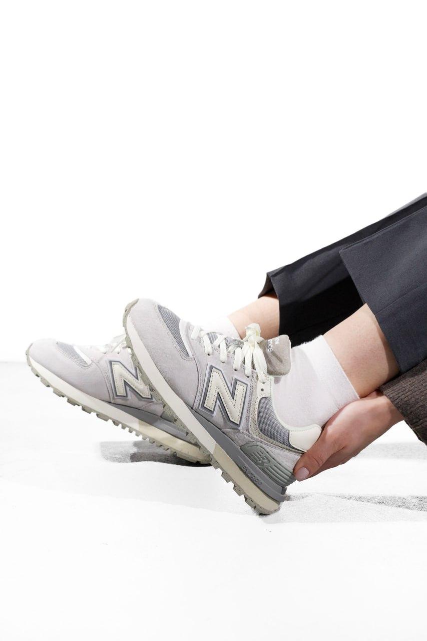 New Balance 574 Legacy Grey Beige Logo