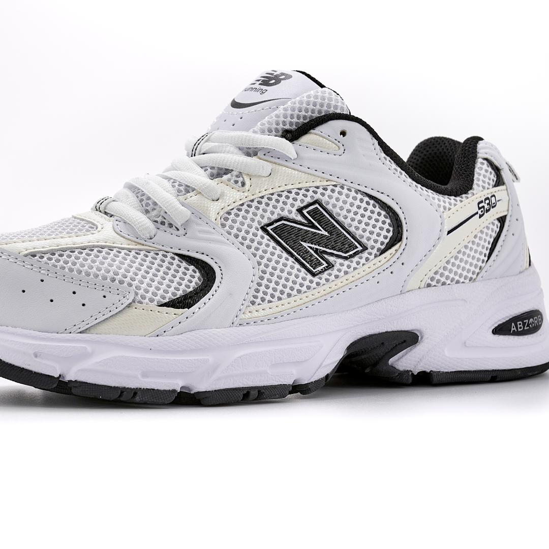 New Balance 530 White Black Logo v2