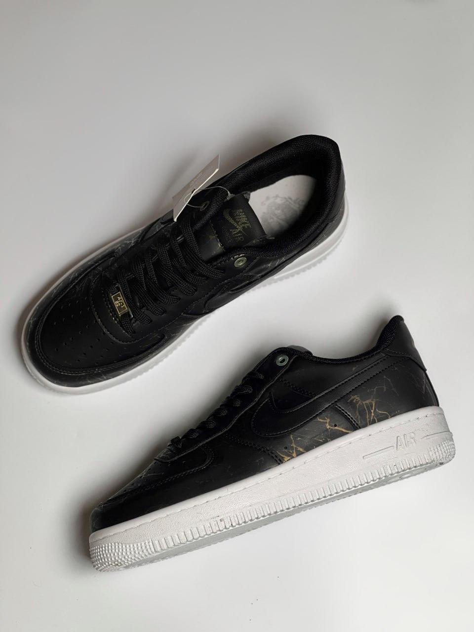 Nike Air Force 1 Black/White Paint Gold