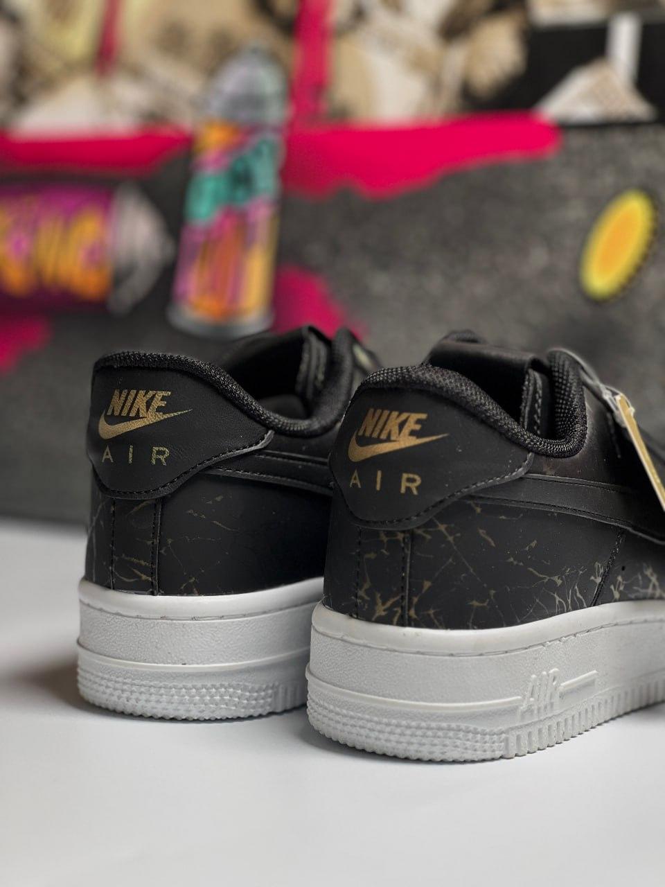 Nike Air Force 1 Black/White Paint Gold