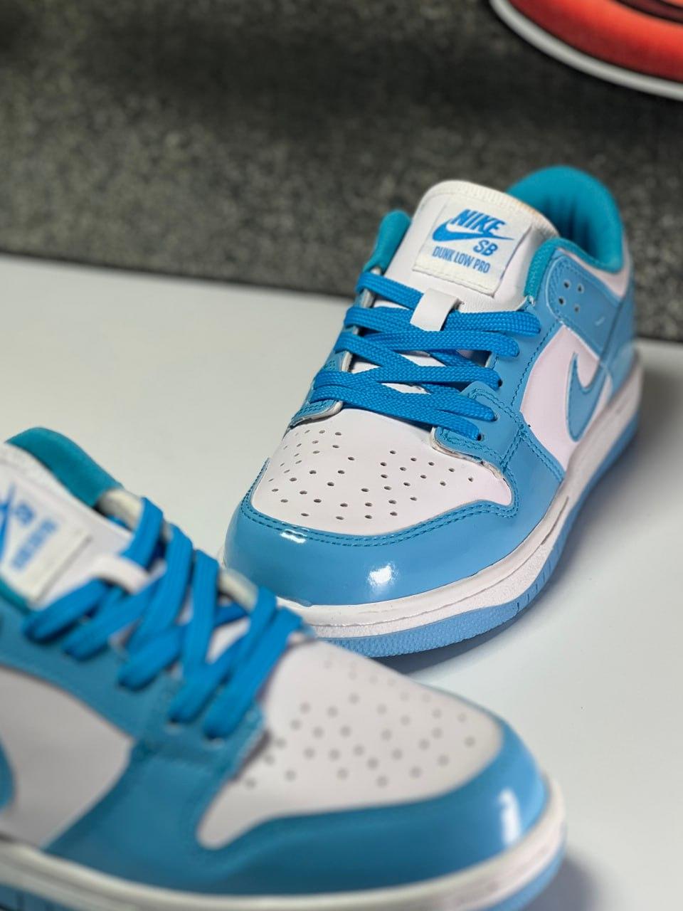 Nike SB Dunk Low White/Blue лак