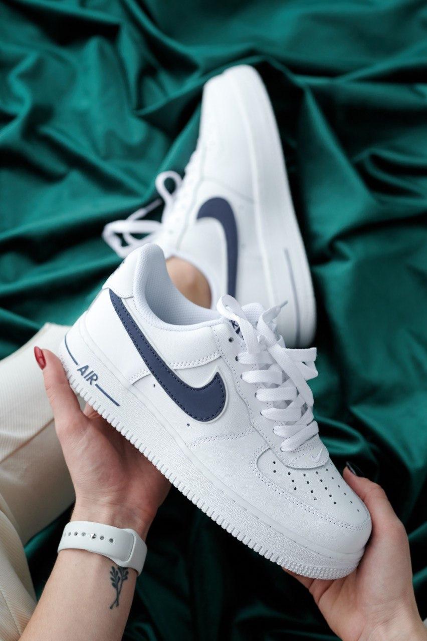 Nike Air Force 1 White Blue Logo