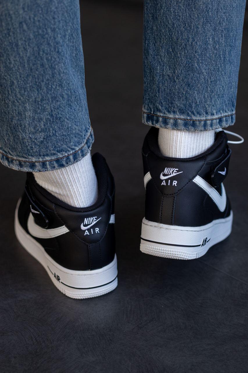 Nike Air Force 1 High Black/White (фліс)