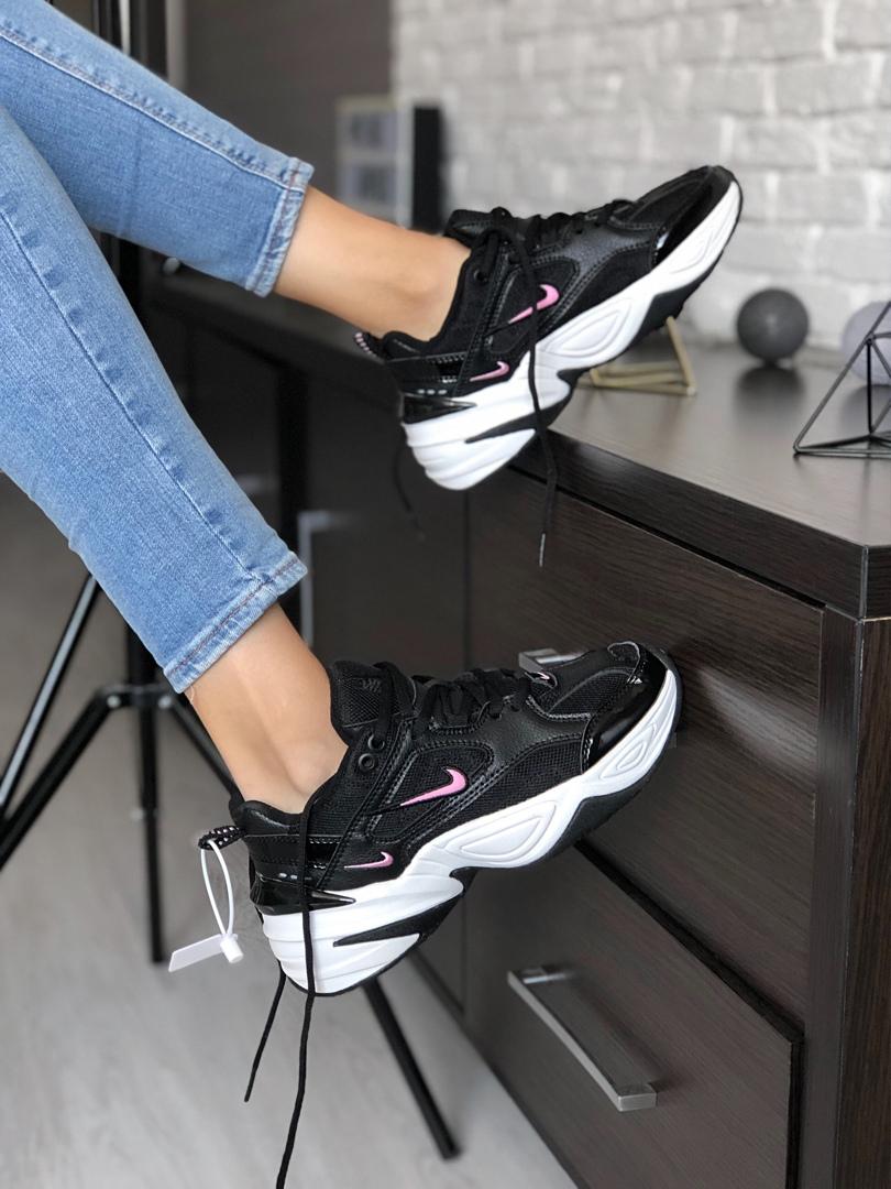 Nike M2K Tekno Black White «Pink Logo»