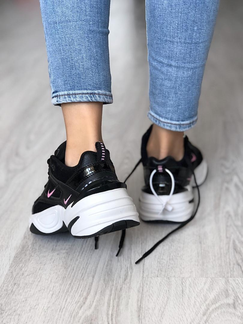 Nike M2K Tekno Black White «Pink Logo»