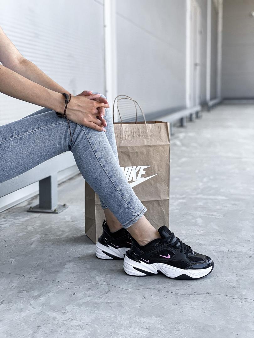 Nike M2K Tekno Black White «Pink Logo»