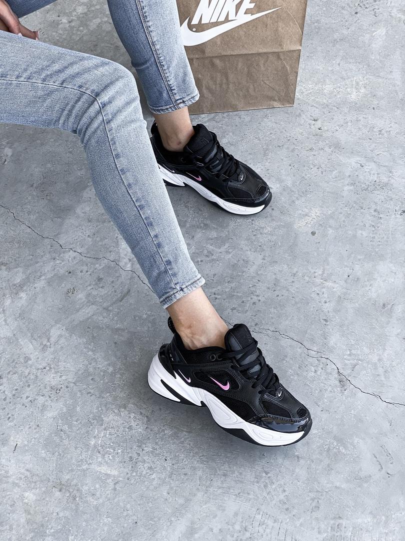 Nike M2K Tekno Black White «Pink Logo»