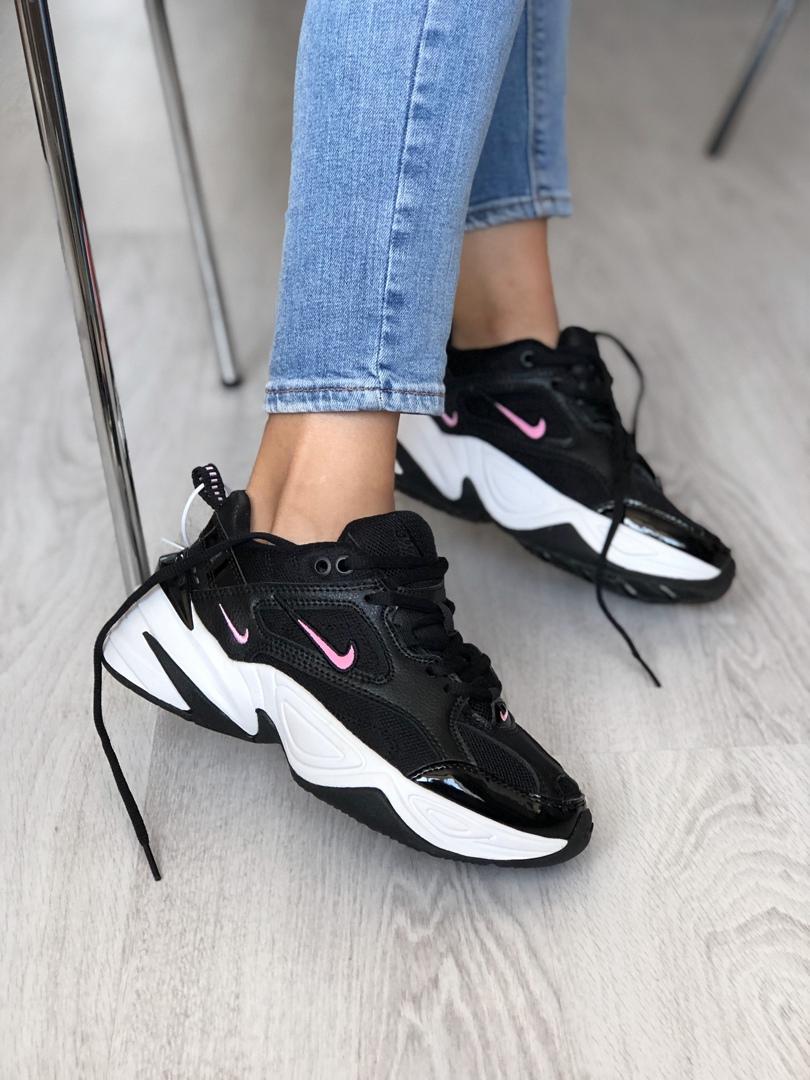 Nike M2K Tekno Black White «Pink Logo»