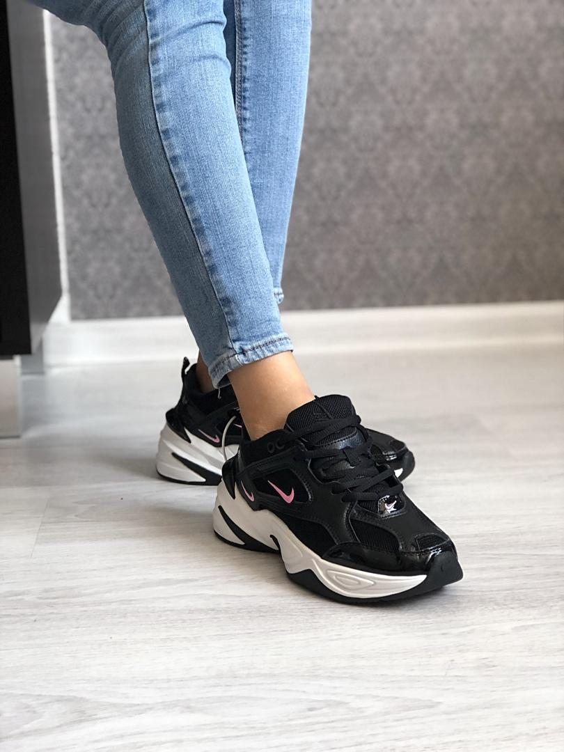 Nike M2K Tekno Black White «Pink Logo»