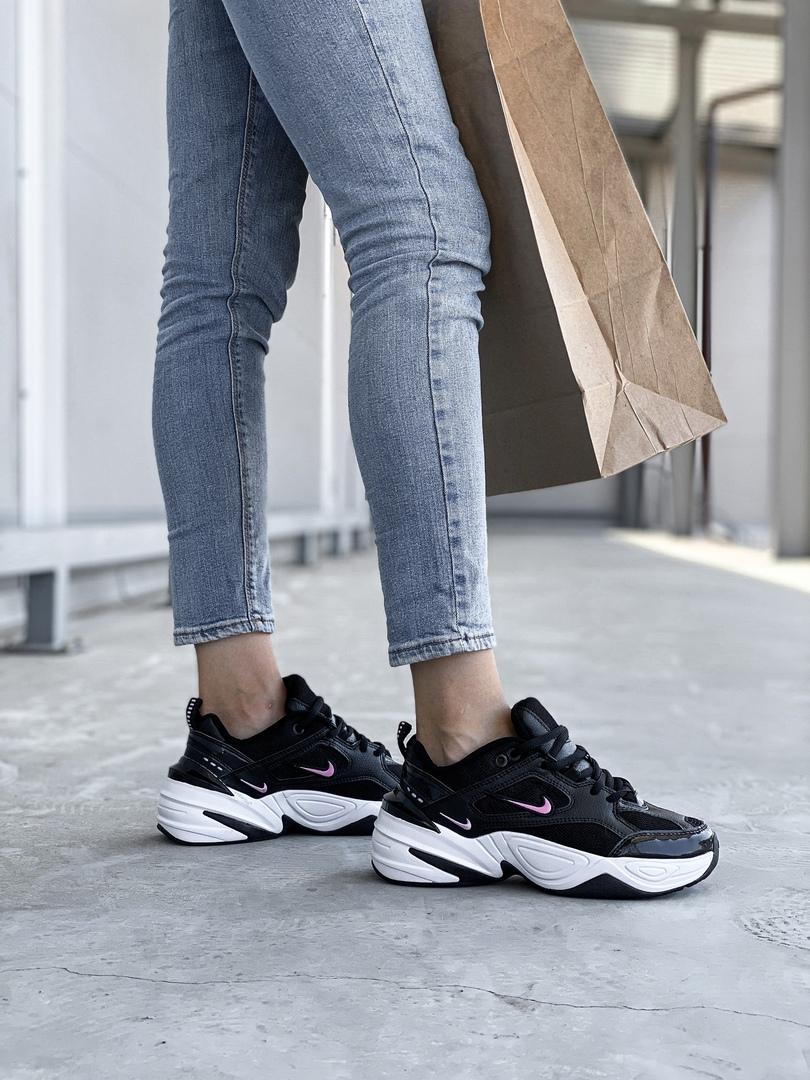 Nike M2K Tekno Black White «Pink Logo»