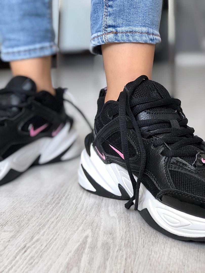 Nike M2K Tekno Black White «Pink Logo»