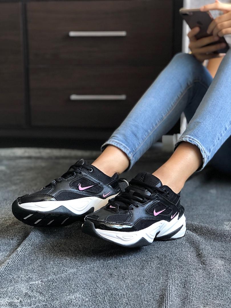 Nike M2K Tekno Black White «Pink Logo»