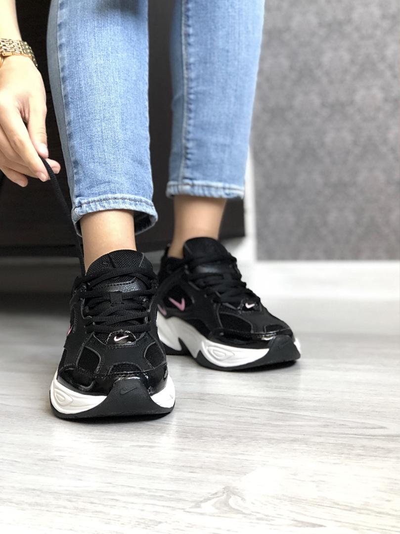 Nike M2K Tekno Black White «Pink Logo»