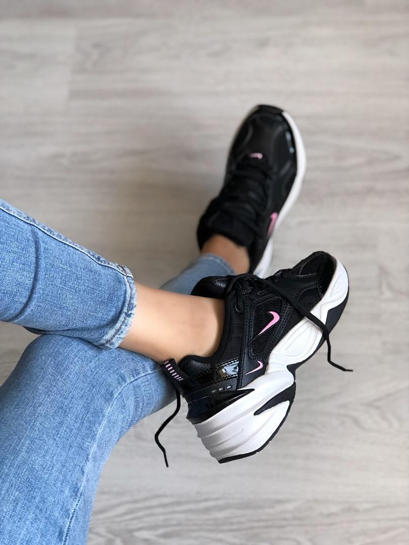 Nike M2K Tekno Black White «Pink Logo»