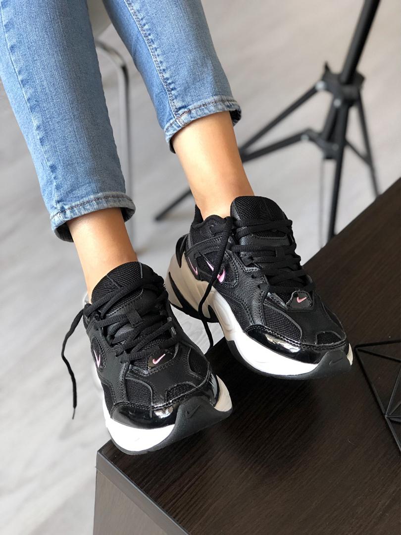 Nike M2K Tekno Black White «Pink Logo»