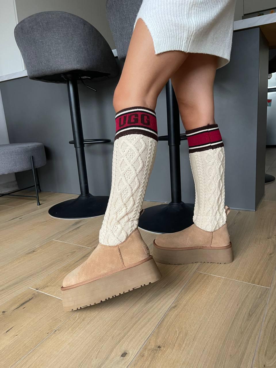 UGG Sweater Letter Boots Chestnut