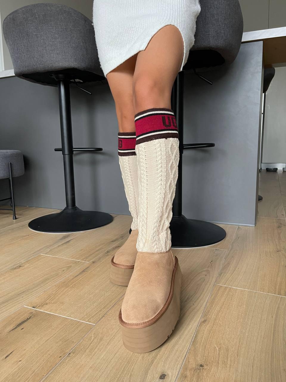 UGG Sweater Letter Boots Chestnut