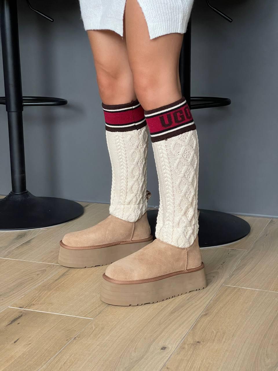 UGG Sweater Letter Boots Chestnut