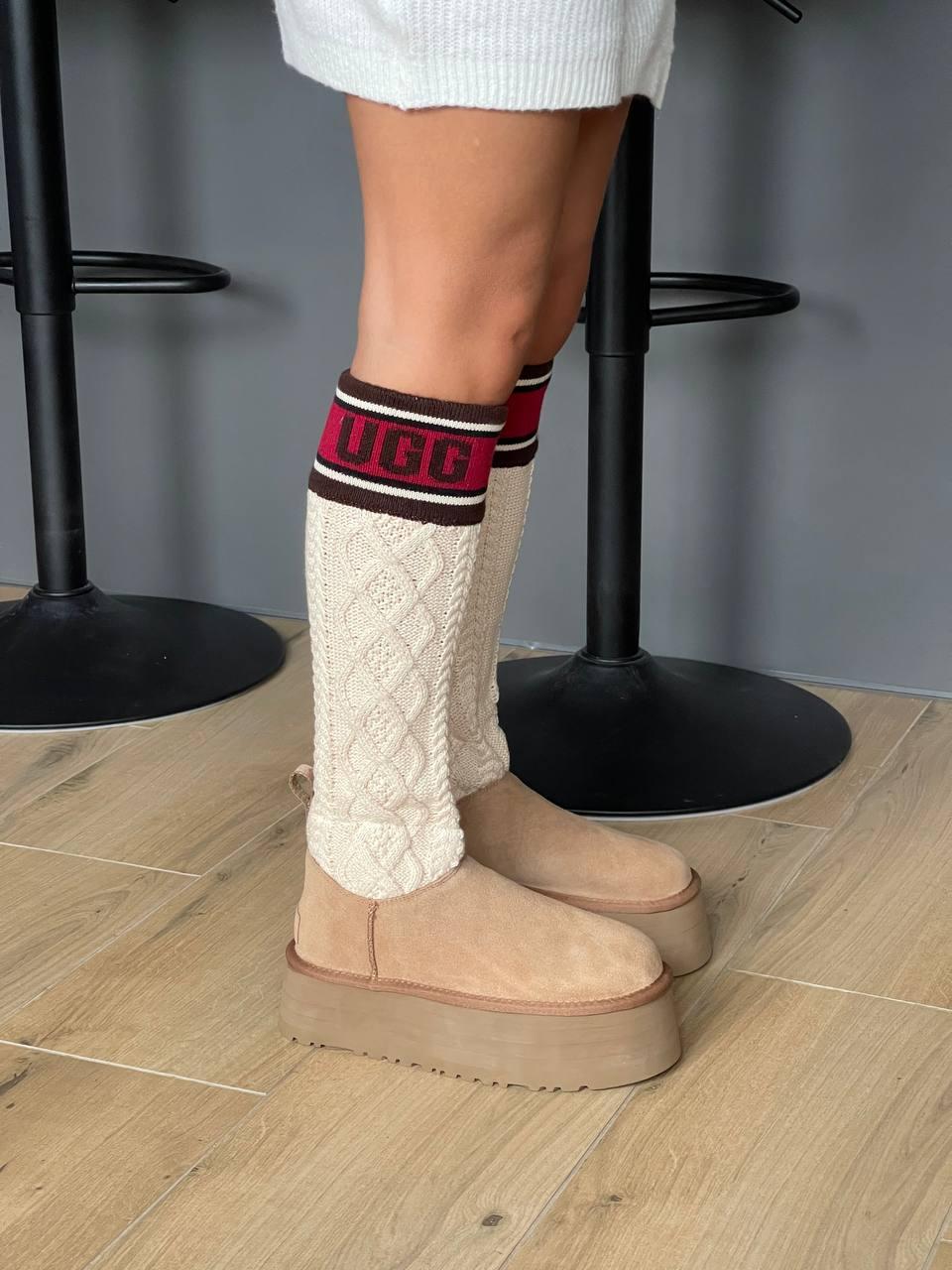 UGG Sweater Letter Boots Chestnut