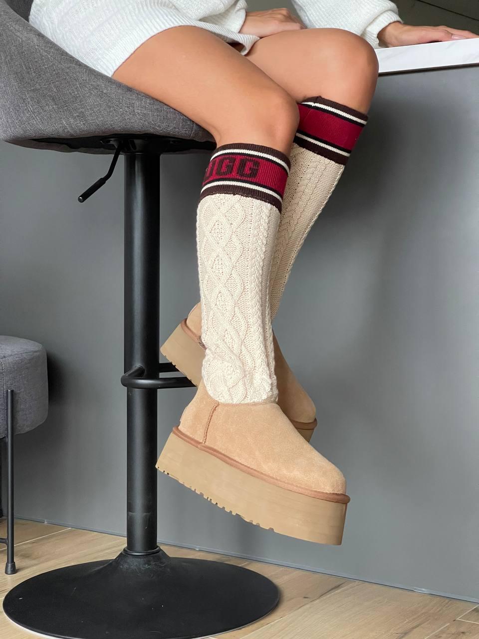 UGG Sweater Letter Boots Chestnut