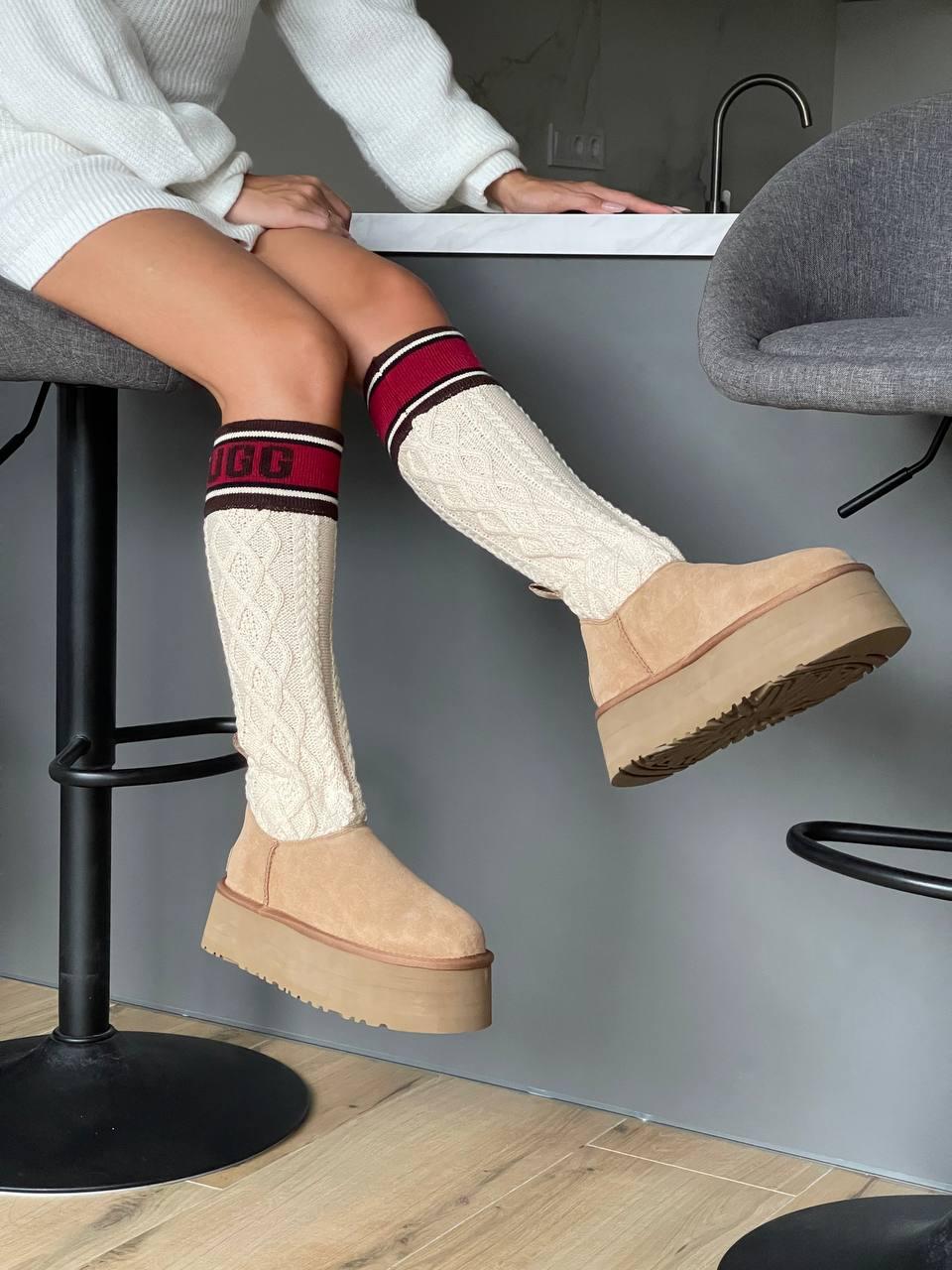 UGG Sweater Letter Boots Chestnut