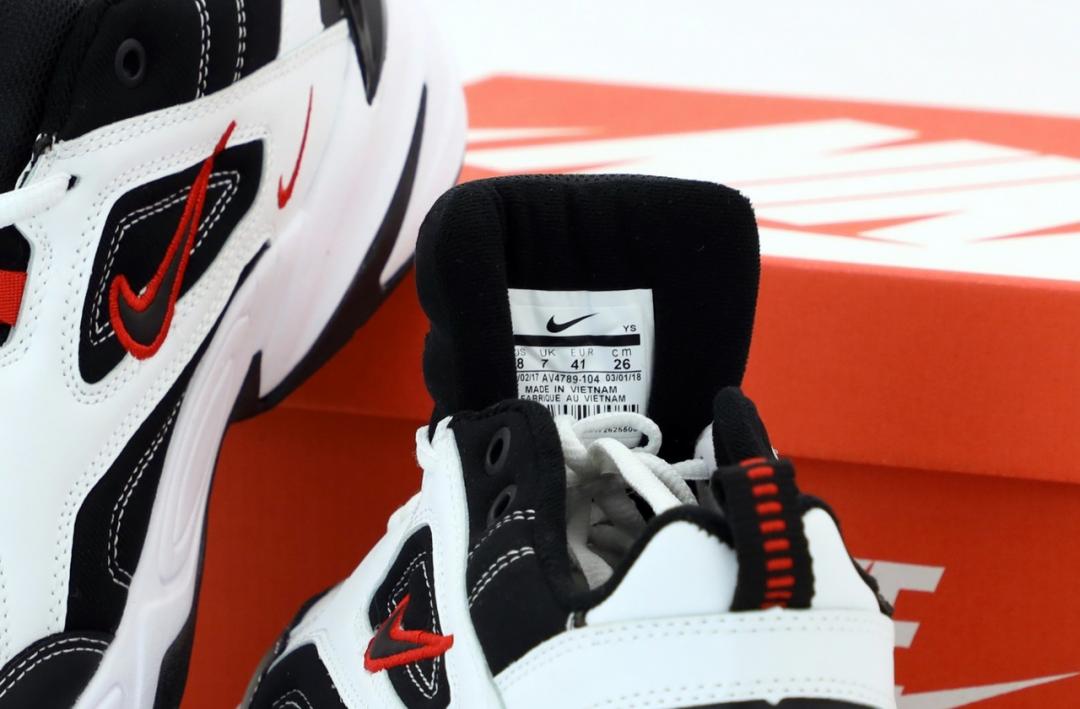 Nike M2K Tekno Black White «Red Logo»