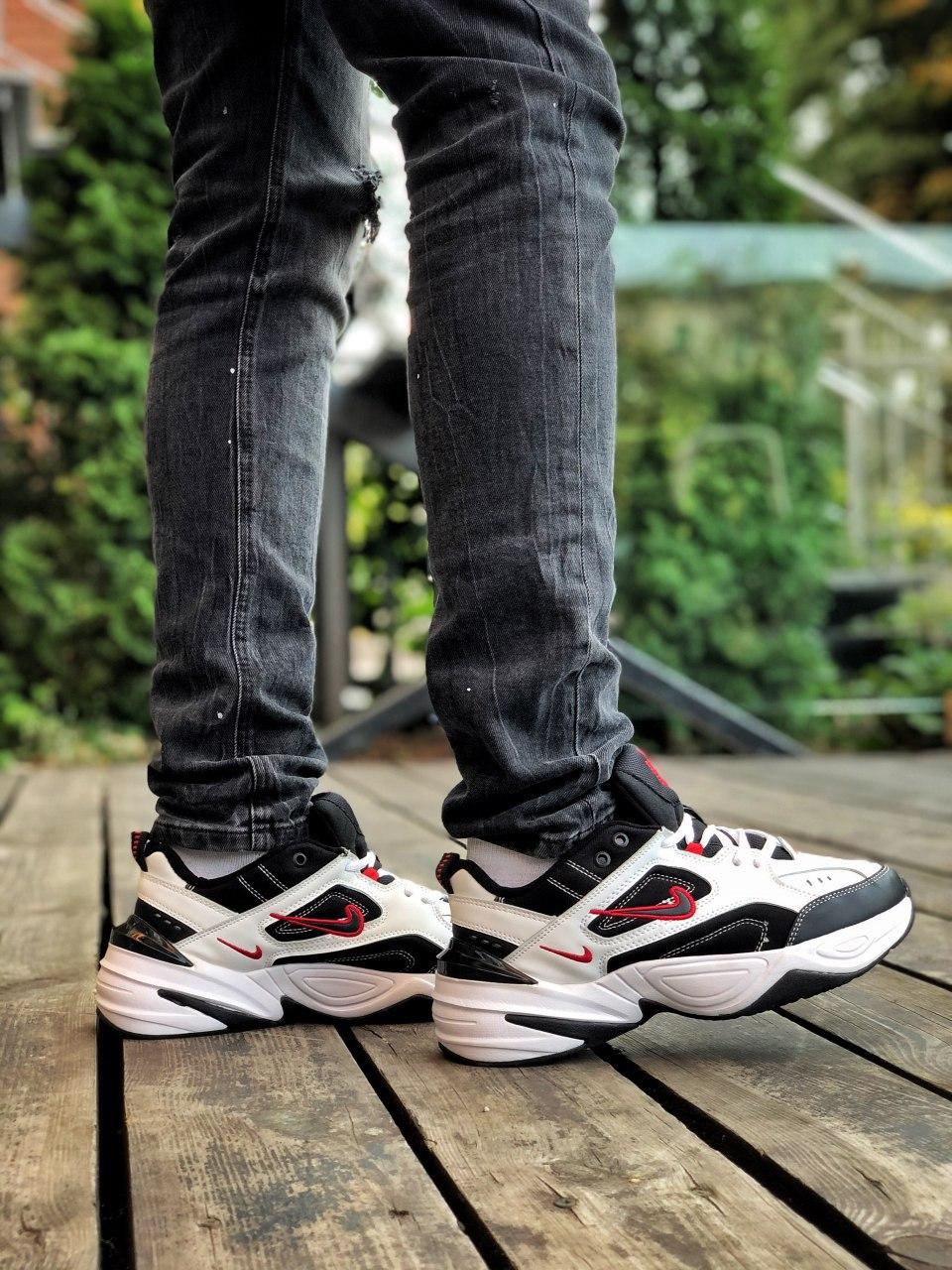 Nike M2K Tekno Black White «Red Logo»