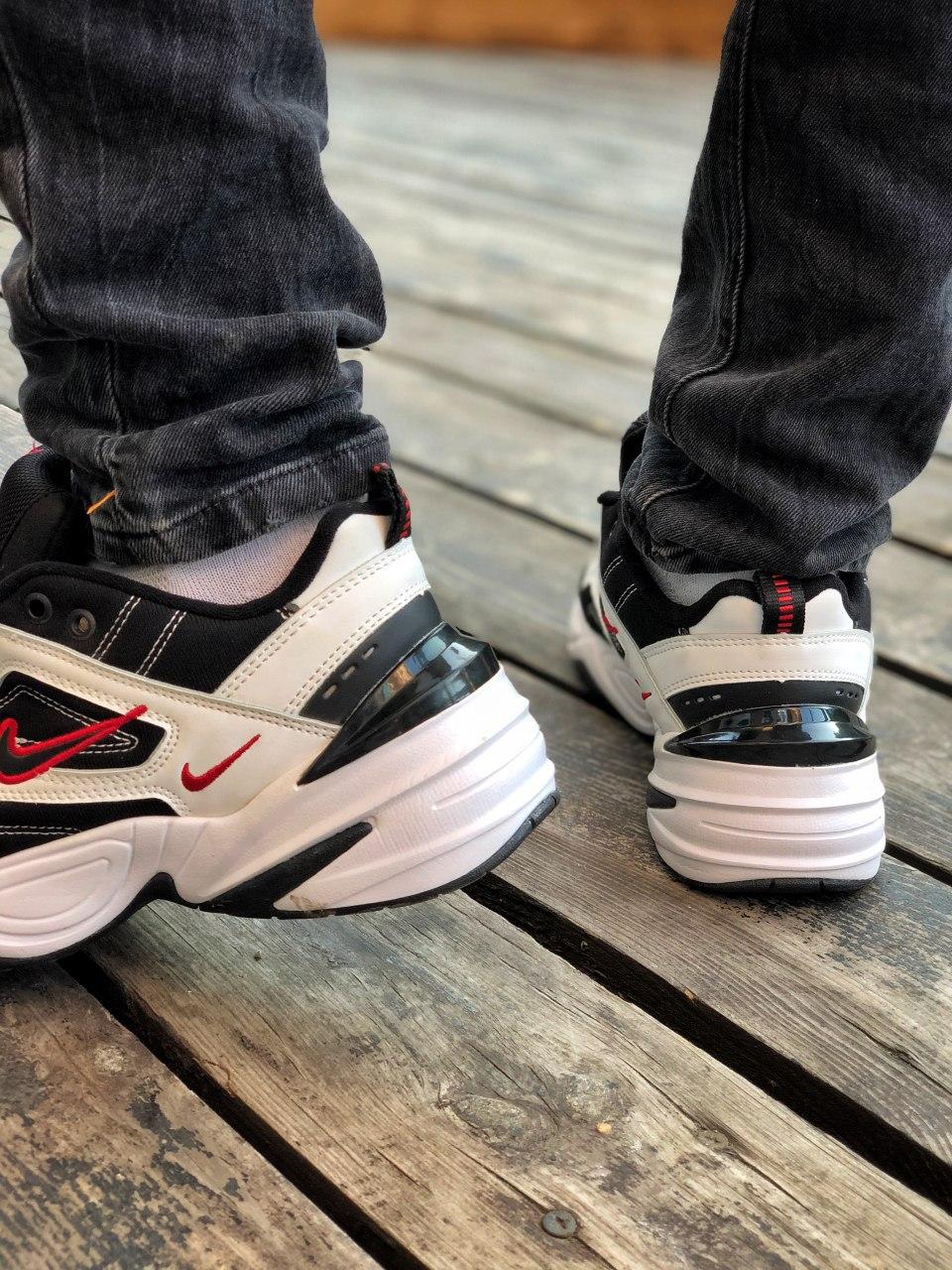 Nike M2K Tekno Black White «Red Logo»