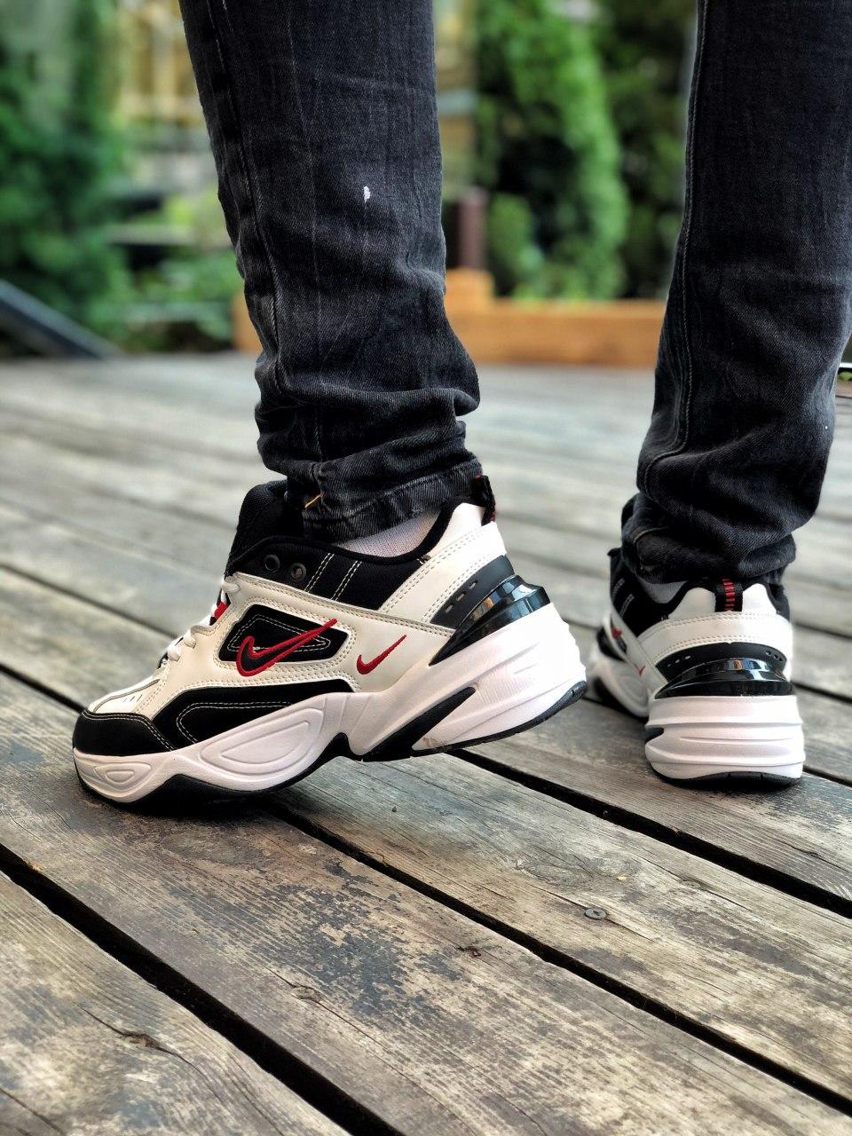 Nike M2K Tekno Black White «Red Logo»