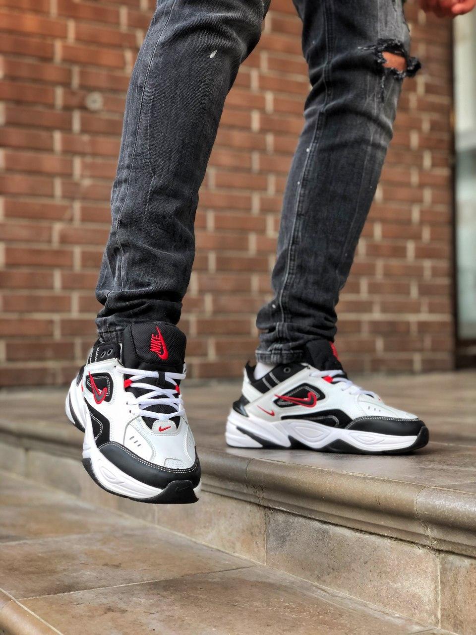 Nike M2K Tekno Black White «Red Logo»