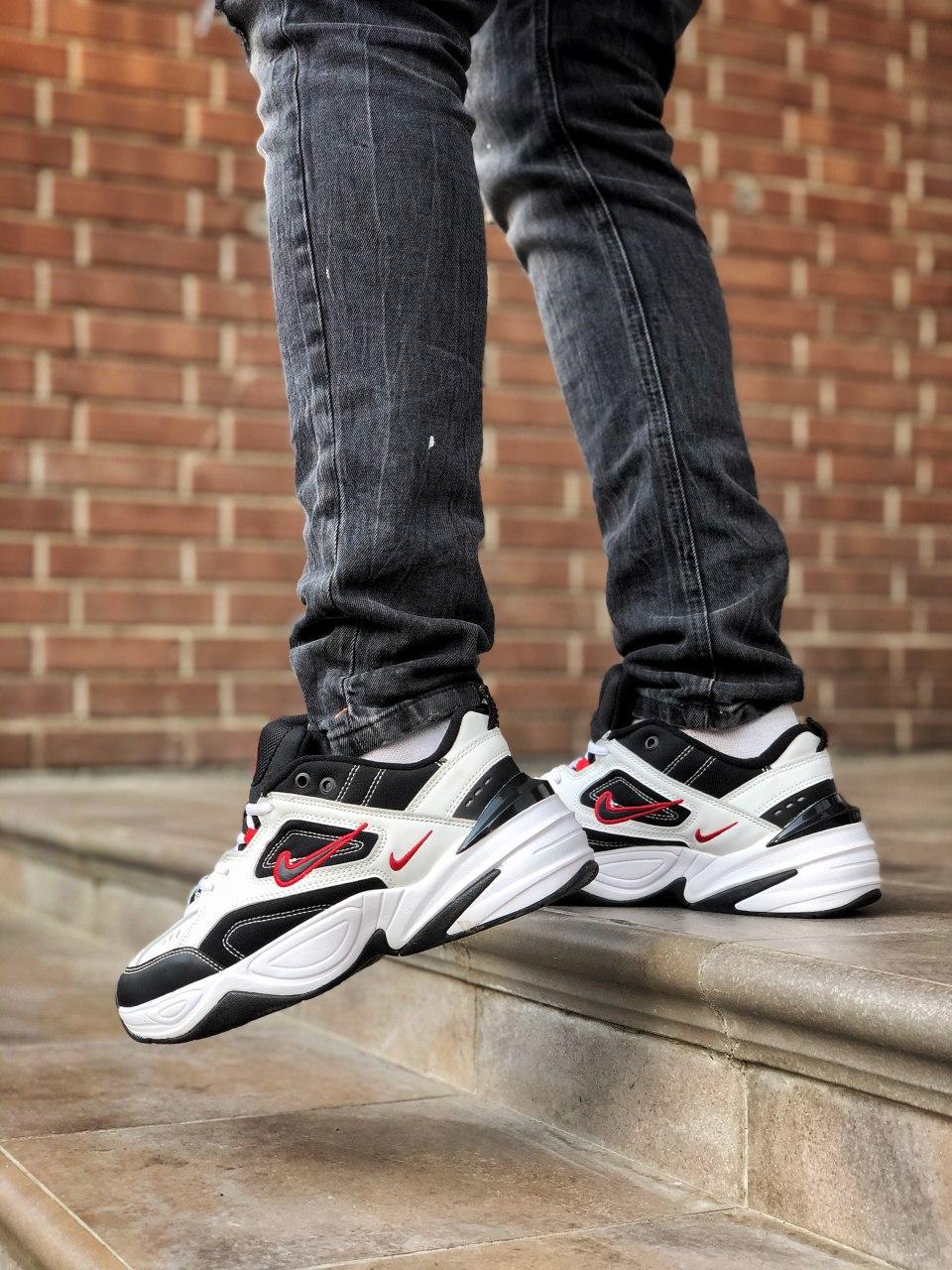 Nike M2K Tekno Black White «Red Logo»