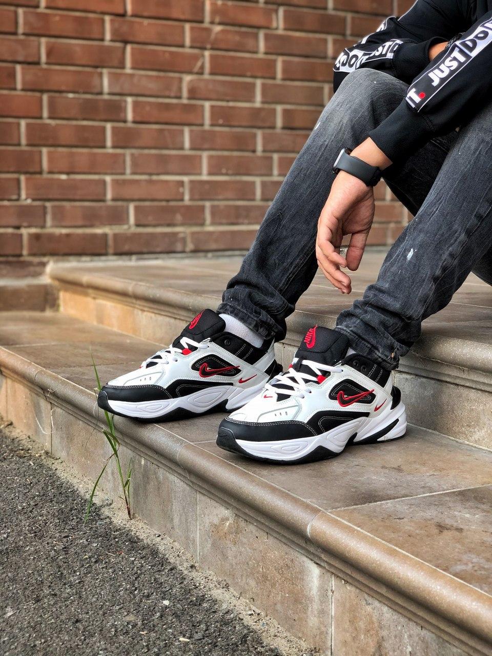 Nike M2K Tekno Black White «Red Logo»