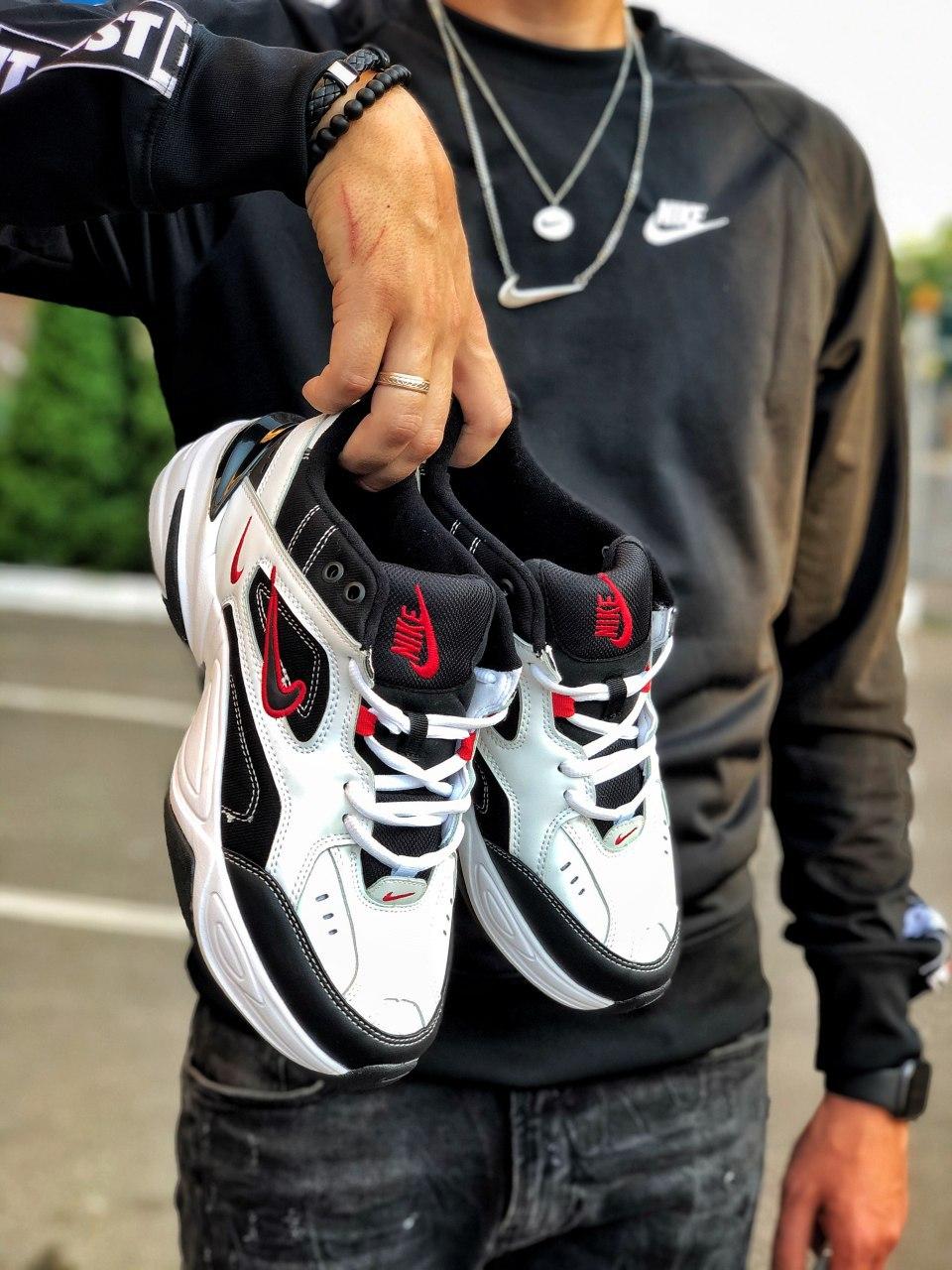 Nike M2K Tekno Black White «Red Logo»