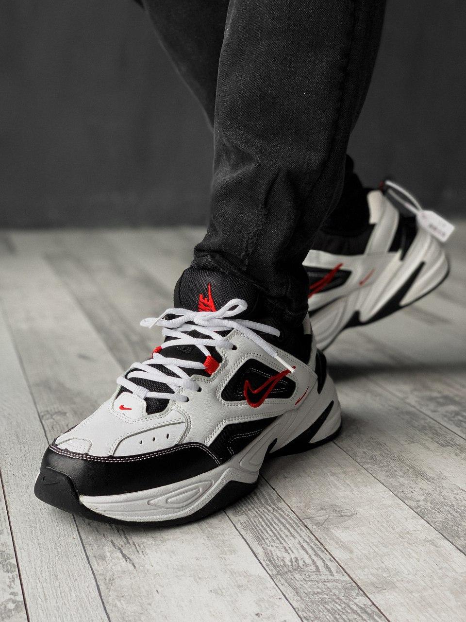 Nike M2K Tekno Black White «Red Logo»