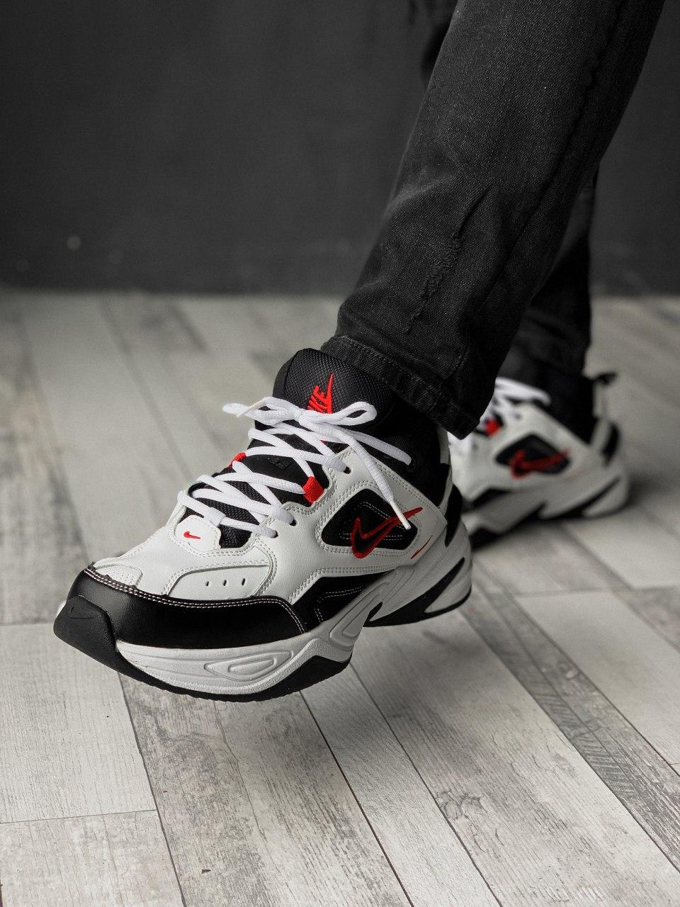 Nike M2K Tekno Black White «Red Logo»