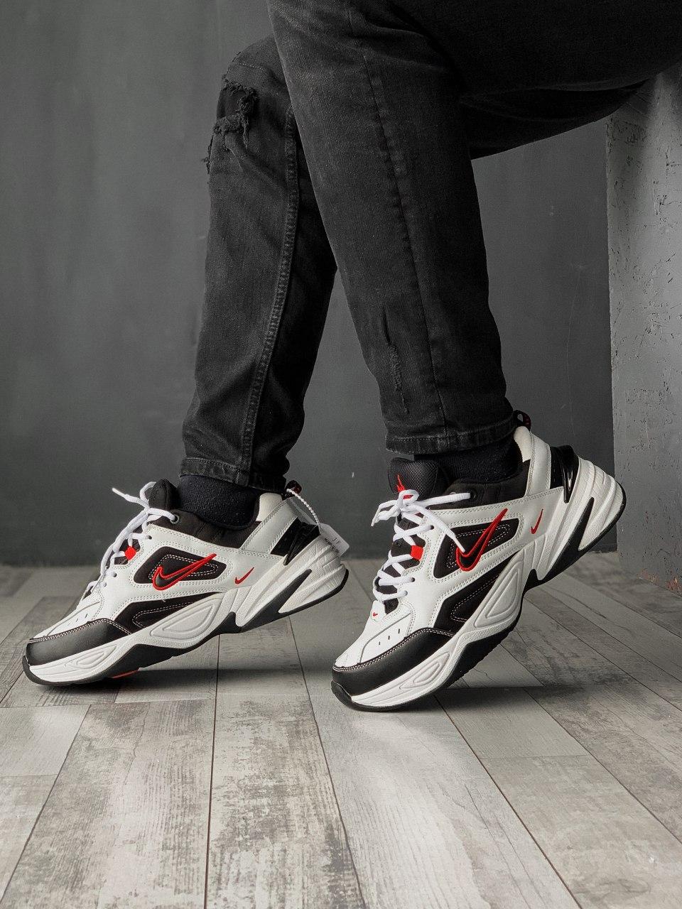 Nike M2K Tekno Black White «Red Logo»