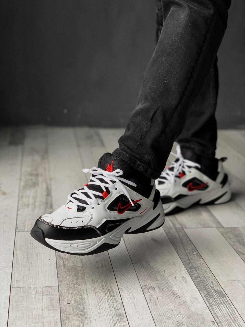 Nike M2K Tekno Black White «Red Logo»