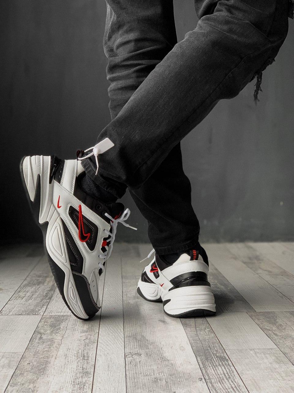 Nike M2K Tekno Black White «Red Logo»