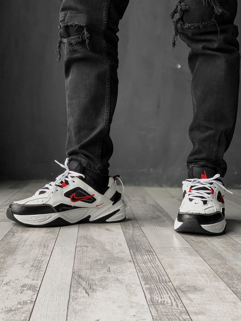 Nike M2K Tekno Black White «Red Logo»