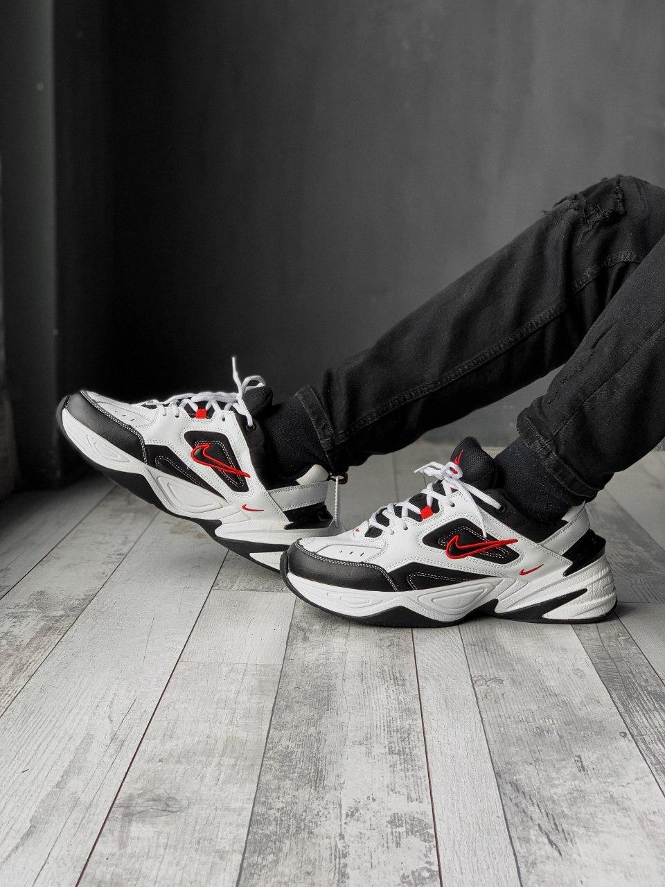 Nike M2K Tekno Black White «Red Logo»
