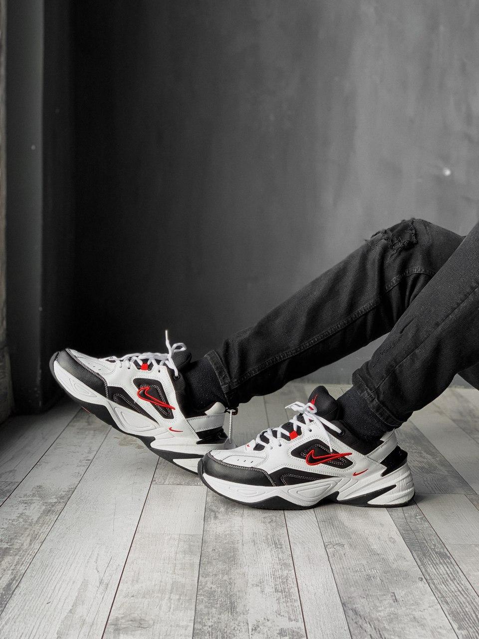Nike M2K Tekno Black White «Red Logo»