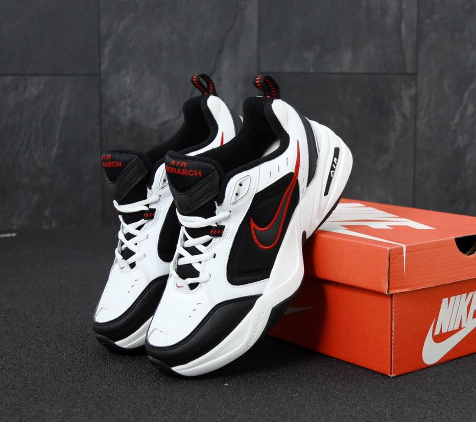Nike Air Monarch Black White «Red Logo» 2