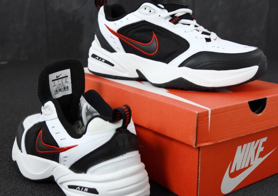 Nike Air Monarch Black White «Red Logo» 2