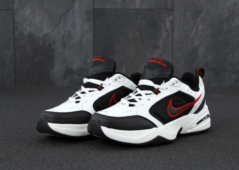 Nike Air Monarch Black White «Red Logo» 2