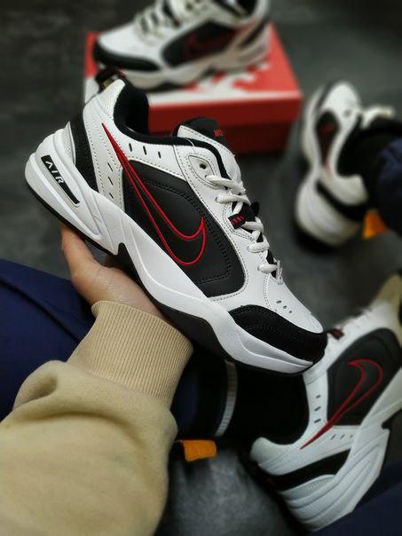 Nike Air Monarch Black White «Red Logo» 2