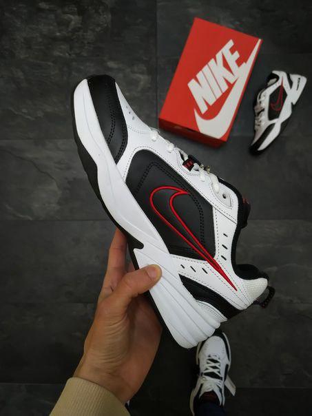 Nike Air Monarch Black White «Red Logo» 2